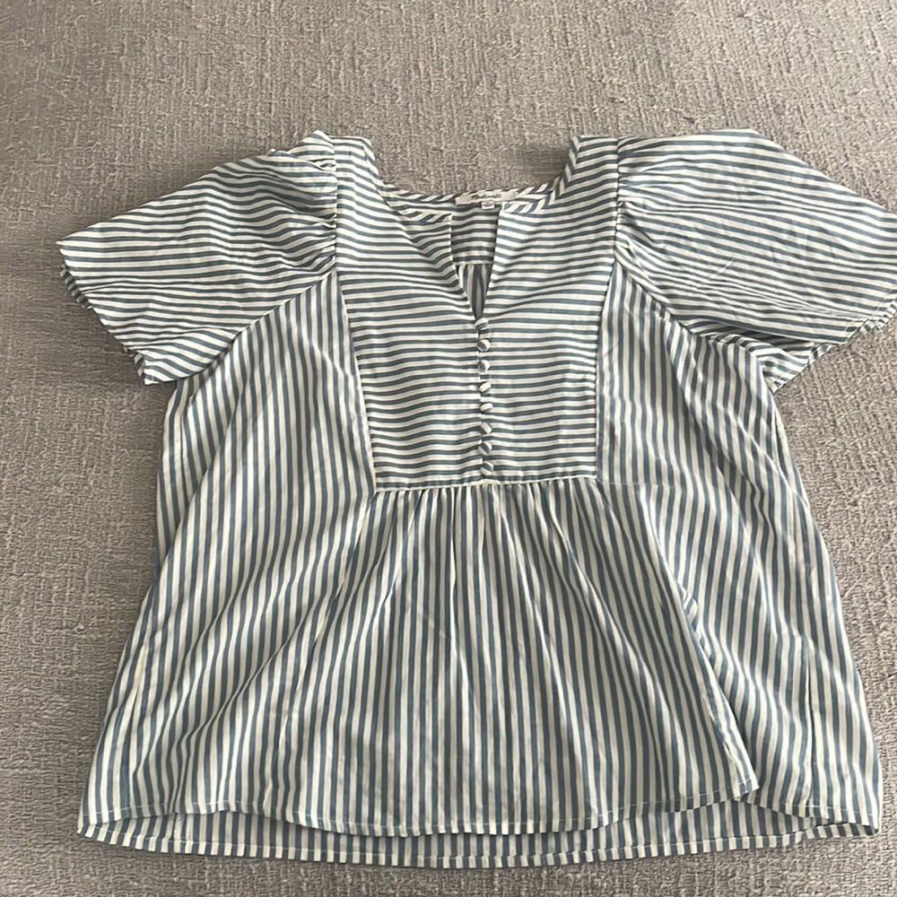 Madewell XS blue and white striped top